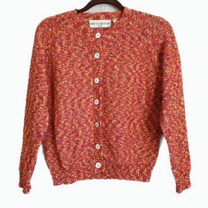 Marisa Christina Women’s Cardigan Sz MP Red Orange Classic Grandmacore Old Money